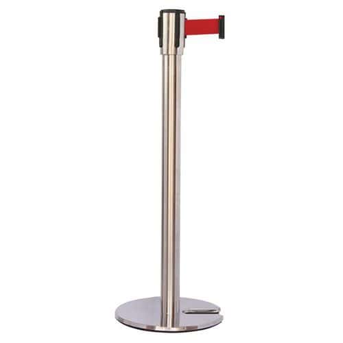 Chrome-plated post with belt - Stackable base - Manutan Expert