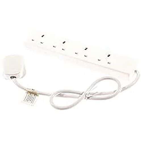 Short 0.75 Metre Extension Lead - 4 White Power Sockets - Indoor - 13A