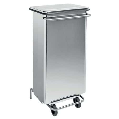 Manutan Expert 110-l stainless-steel mobile pedal bin with removable front