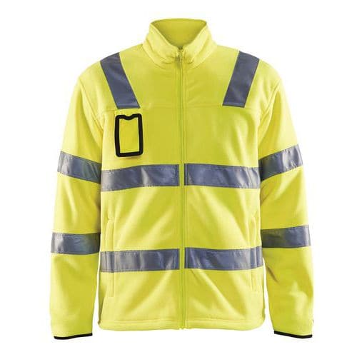 Fluorescent yellow high-visibility fleece jacket