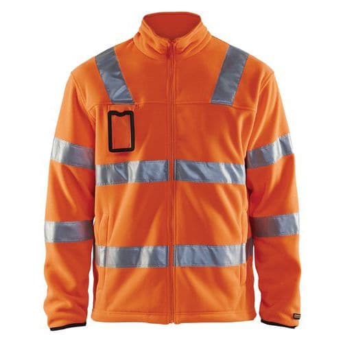 Fluorescent orange high-visibility fleece jacket