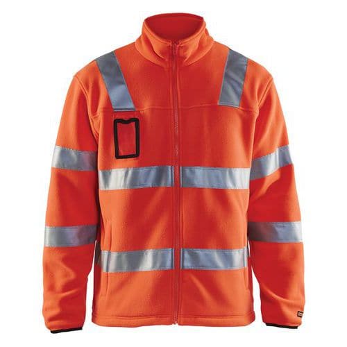 Fluorescent red high-visibility fleece jacket