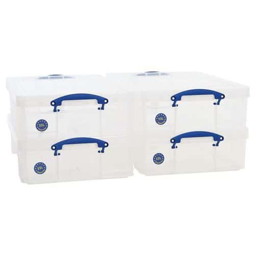 33 L Clear Really Useful Box Pack of 4 for Storage