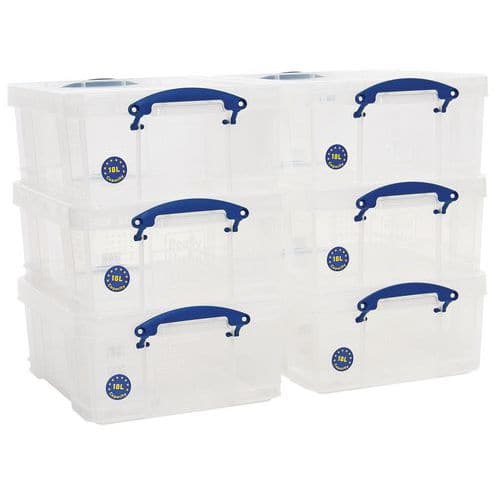 Clip Lock Box - 18 L - Clear - Pack Of 6 - Really Useful - Storage