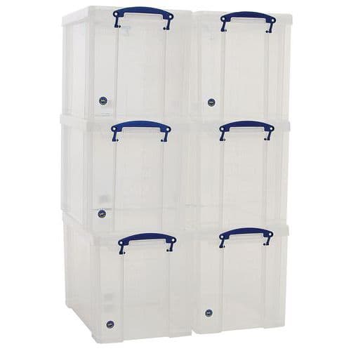 Clip Lock Box - 24 L - Clear - Pack Of 6 - Really Useful - Storage