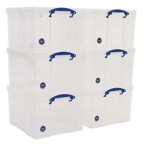 Clip Lock Box - 42 L - Clear - Pack Of 6 - Really Useful - Storage