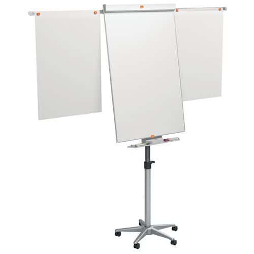 Piranha coated-steel magnetic mobile flip chart with extendable arms - Nobo