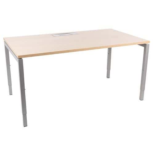 Misao straight desk - Adjustable U-shaped legs, oak/aluminium - Manutan Expert