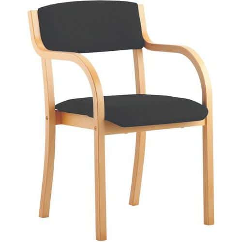 Office Visitor/Reception Chair With Arms - Wooden Beech Frame - Madrid