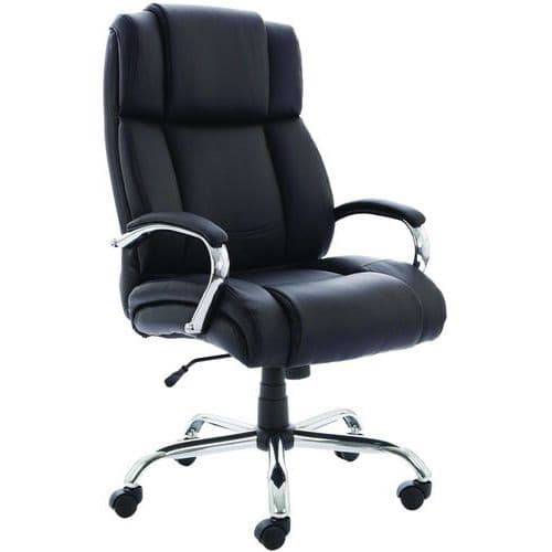 Leather Heavy-Duty Office Chair With Arms - Mobile & Ergonomic - Texas