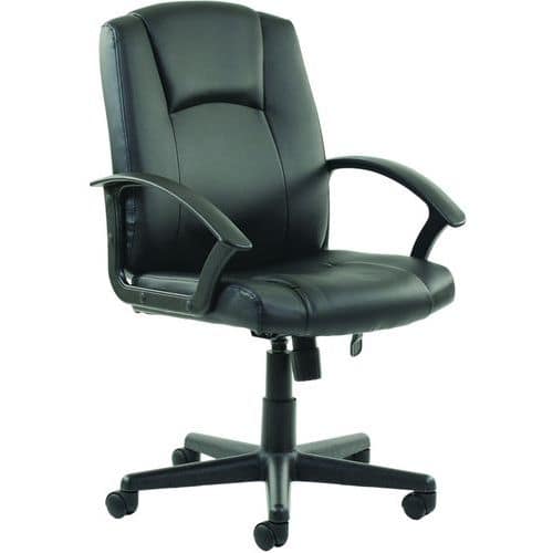 Black Leather Executive Office Chair - Ergonomic & Mobile - Bella