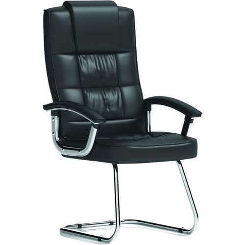 Black Leather Executive Office Chair + Arms - Cantilever -Moore Deluxe