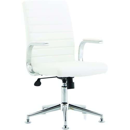 White Leather Executive Home/Office Chair - Glides - Ergonomic - Erza
