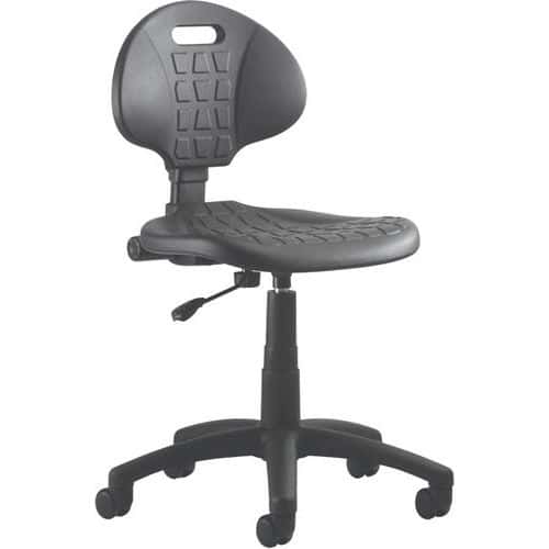 Black Ergonomic Laboratory/Draughtsman Chair - Polyurethane - Malaga