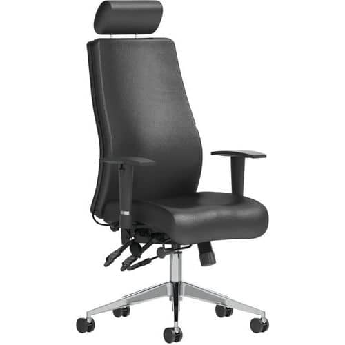 Leather Executive Office Chair - Ergonomic High Backs - Mobile - Onyx