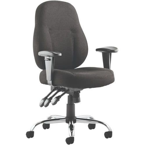 Fabric Office/Home Task Chair With Arms - Mobile & Ergonomic - Storm