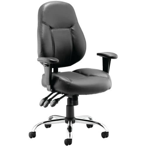 Leather Home/Office Task Chair With Arms - Mobile & Ergonomic - Storm