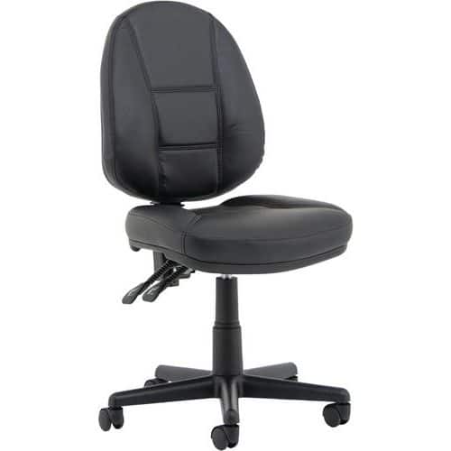 Black Leather Ergonomic Executive Office Chair With Arms - Mobile -Jet