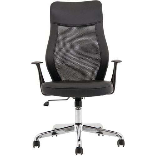 Black Leather Executive Home/Office Chair - Ergonomic Mesh Back - Baye
