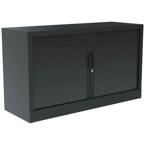 Tambour door cupboard - with top working surface - Black