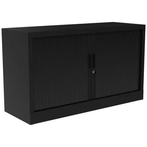 Tambour door cupboard - with top working surface - Black