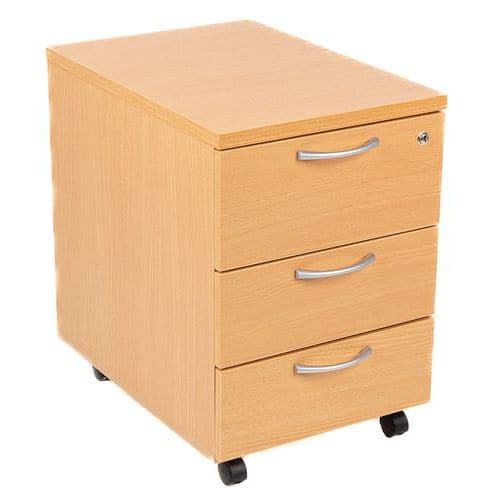 Mobile Filing Cabinet - 2-3 Lockable Drawers - Beech Wood - Manutan Expert