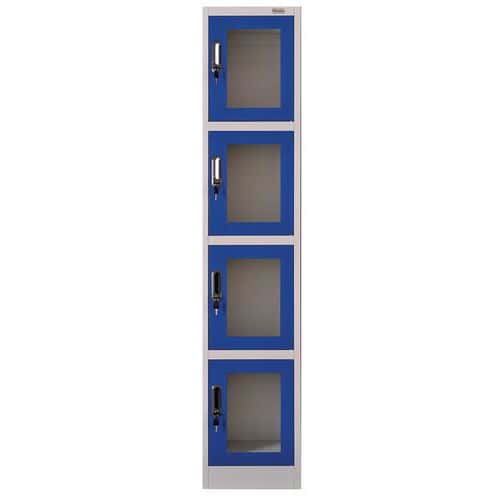 Locker with 4 compartments and clear doors - Depth 450 mm - Assembly required - Manutan Expert