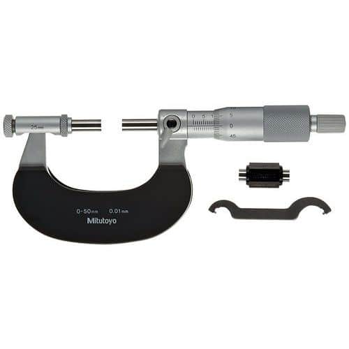 Outside micrometer with interchangeable anvils