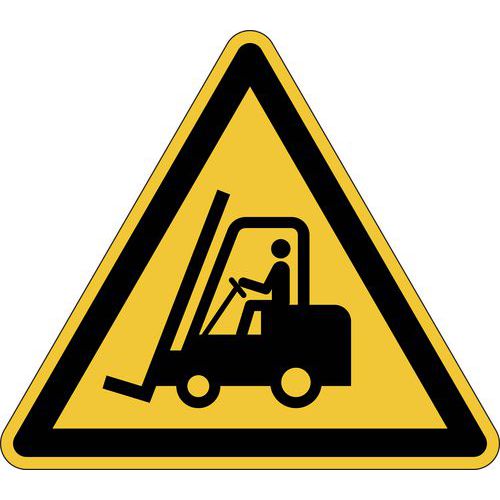 Adhesive floor-marking pictogram with Warning: Forklift trucks symbol