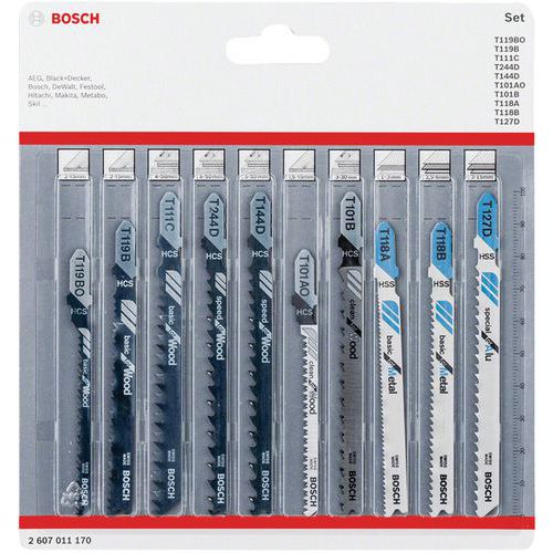 Set of 10 wood and metal blades JSB 83 - 92 - 100 mm - Bosch