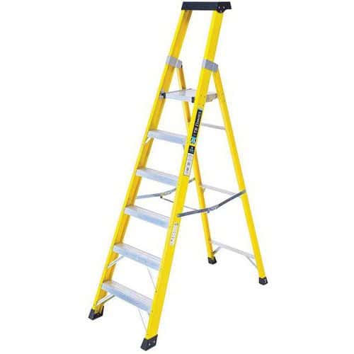 Electricians Fibreglass Platform Step Ladder - 4-8 Treads - INSUL8-P