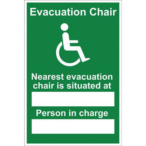 Evacuation Chair - Signs