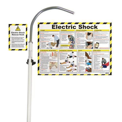 Electric Shock Rescue Hook with Poster and Sign