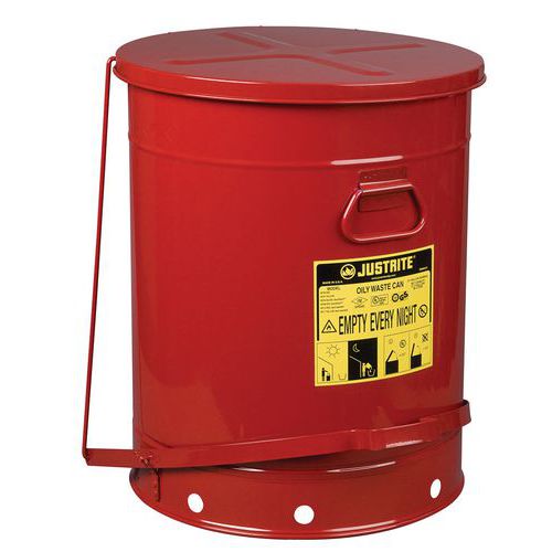 Red oily waste bin, 80 l - Justrite