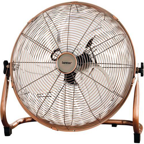 Large Industrial Floor Standing Fan - Chrome/Copper - 18in -Benross