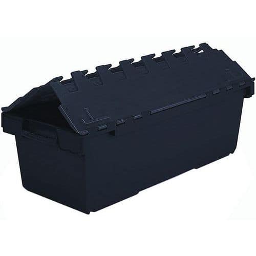 Large 135L Black Recycled Plastic Storage Box & Lid - Totebox UK