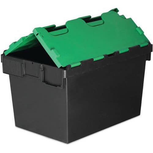 56-64L Black Plastic Storage Boxes - Coloured Lids - Totebox