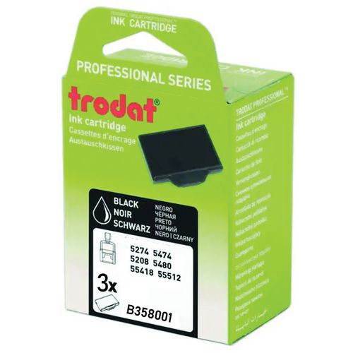 Box of 3 replacement ink pads 6/58 - Black ink - Trodat