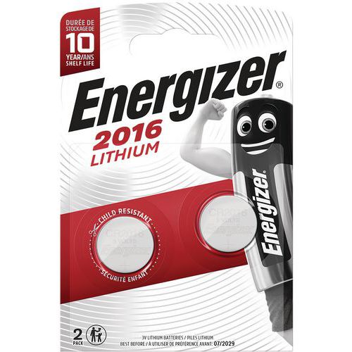 Lithium battery for calculators - CR2016 - Pack of 2 - Energizer