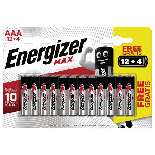 Max AAA/LR03 batteries - Pack of 12+4 - Energizer