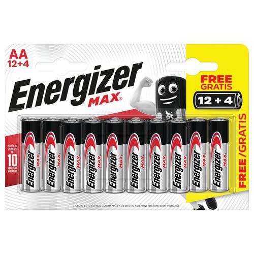 MAX alkaline batteries - AA/LR6 - Pack of 12+4 - Energizer