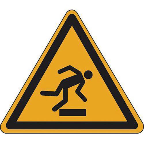 Warning sign - Trip hazard, floor-level obstacle - Aluminium