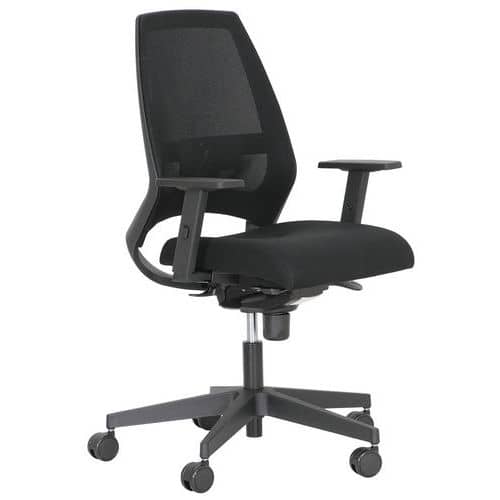 Kenari office chair - Mesh backrest - Black - With armrests - Nowy Styl