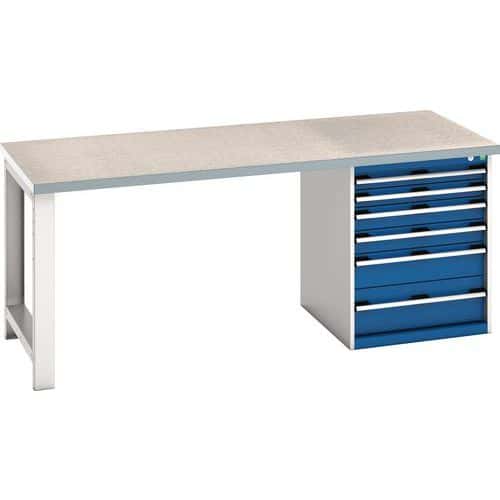 Bott Cubio Heavy Duty Workbench With Lino Worktop & Drawers HxWxD 840x2000x900mm