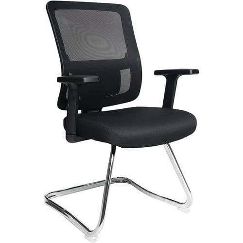 Black Mesh/Fabric Office Cantilever Chair -Ergonomic -Adj. Arm -Barri