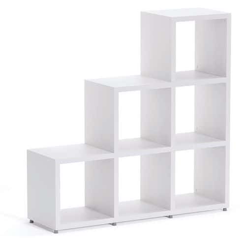 6-15 Cube Stepped Shelf Storage System - White/Oak Wood Units - Boon