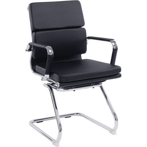 Black Leather Office Chair - Fixed Arm - Cantilever -Ergonomic -Avanti