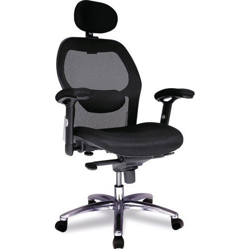 Black Mesh Executive Mobile Office Chair -Fixed Arms &Headrest -Hermes