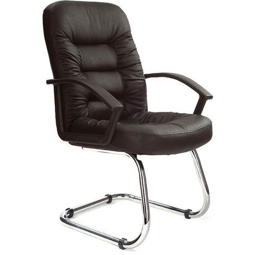 Black Leather Cantilever Office Chair - Ergonomic - Fixed Arms - Fleet