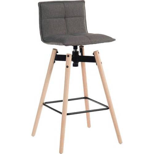 Grey Swivelling Break Room/Barstool High Chair - Wooden Legs - Spin UK